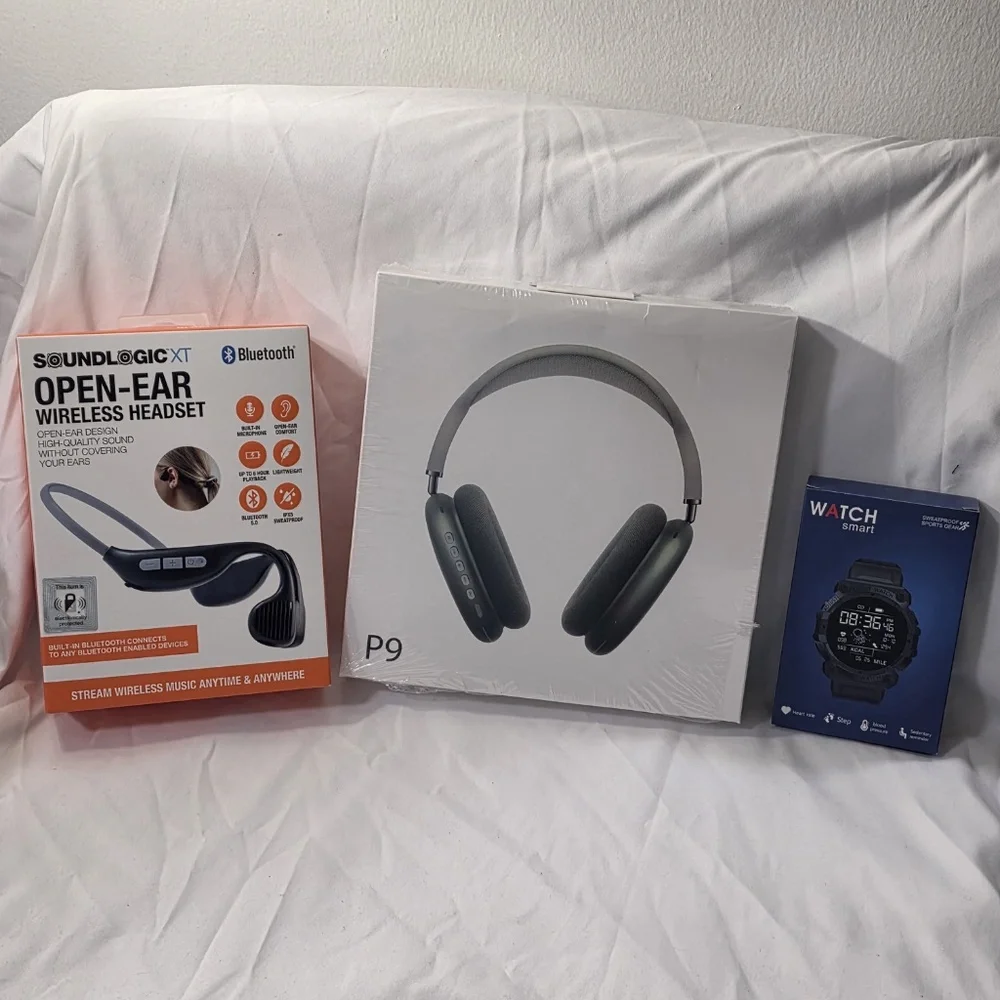 BUNDLE (Green P9 Wireless Headphones + SoundLogic OpenEar + Smart Watch)